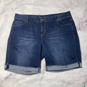Lane Bryant Dark Wash Bermuda Jean Shorts Women’s Size 22 Cuffed Long Jorts